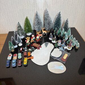 Miniature Bottle Brush Trees Christmas Village Figures HO Vehicles Large Lot